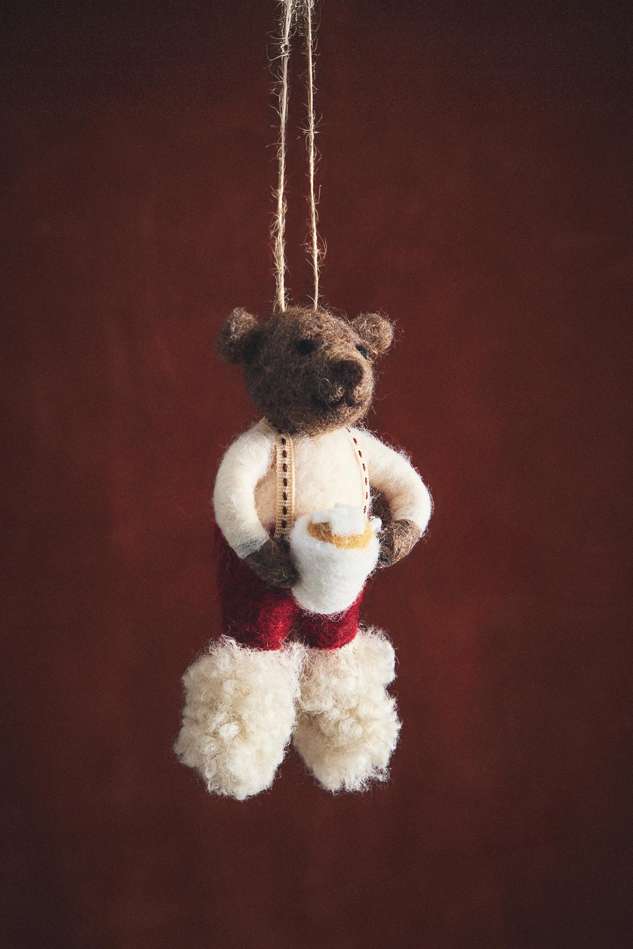 WOOL BEAR COFFEE CHRISTMAS TREE ORNAMENT